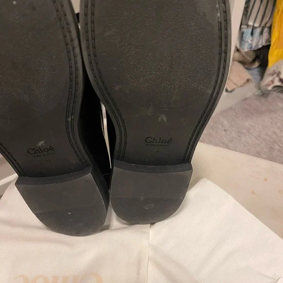 Chloe Marcie Black Leather Loafers, Sz 9 - Picture 4 of 6